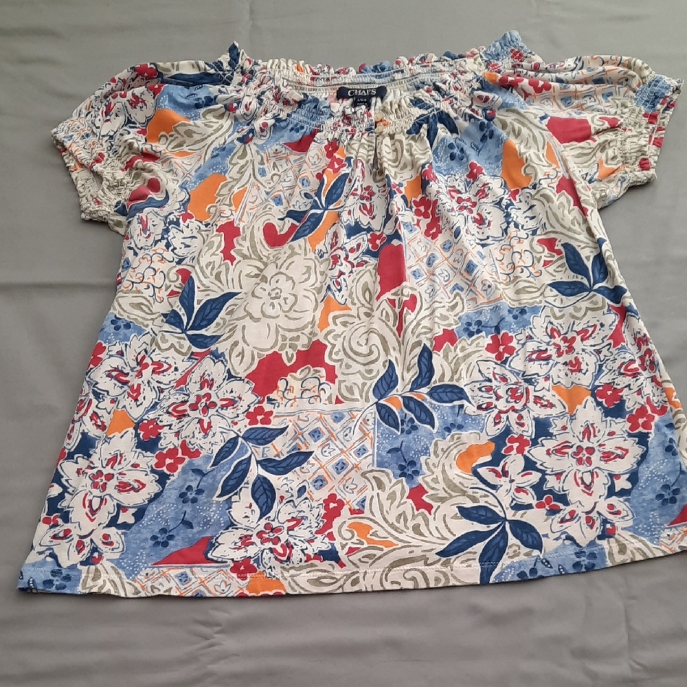 Chaps Kids Floral Blouse - Red, Blue, Orange - Size L